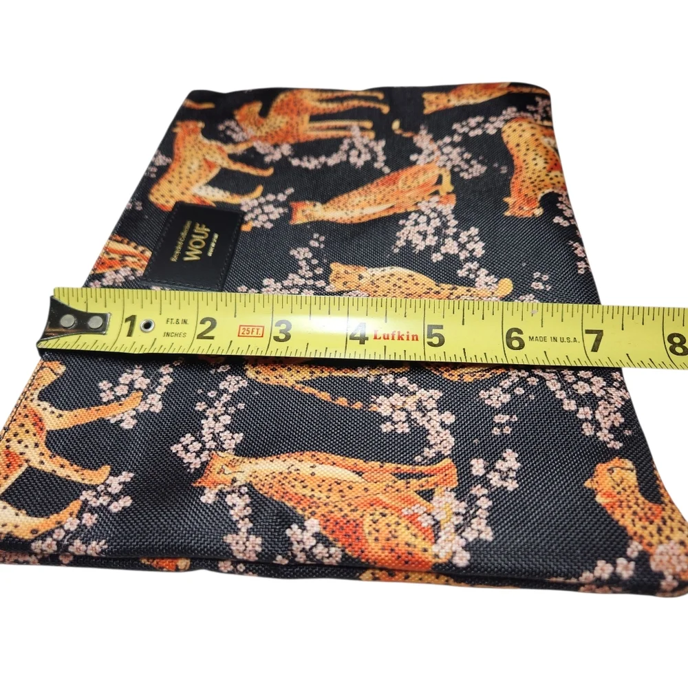 WOUF Salome XL Pouch Bag Leopard Print Clutch Bag Recycled Leather Black NEW - Picture 13 of 16